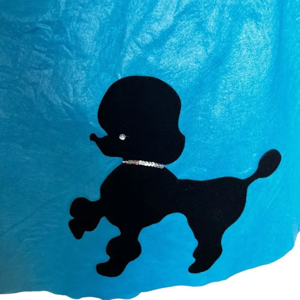 Teal color 50’s style full circle felt Poodle skirt Size one size